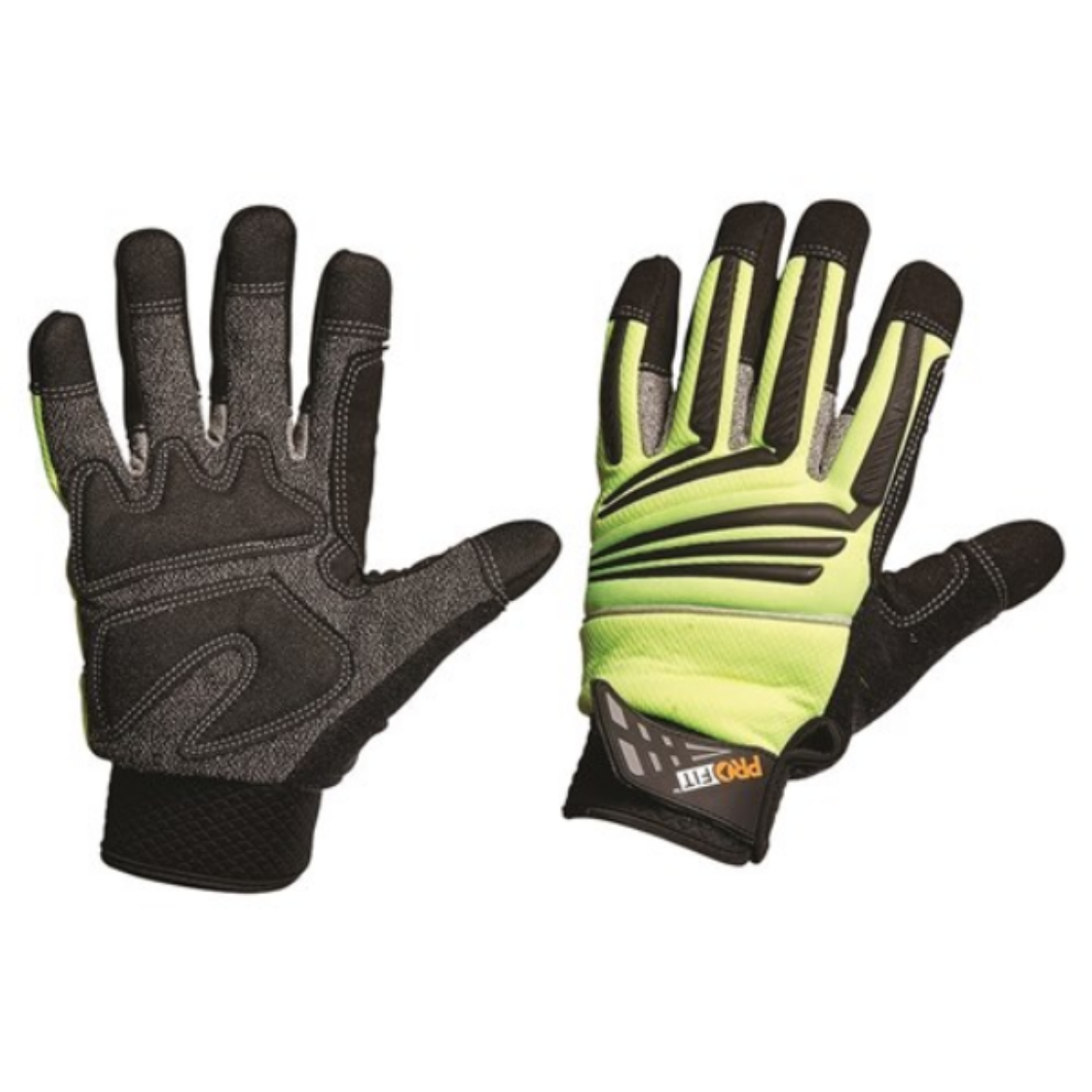 Picture of PRO-FIT GRIP HI-VIS YELLOW FULL FINGER, REINFORCED PALM. ** MUST ORDER IN MULTIPLES OF 6